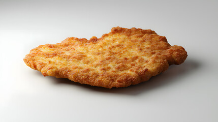 Crispy Golden Schnitzel Displayed on Plain White Surface