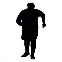 Fat man doing exercise Silhouette vector illustration