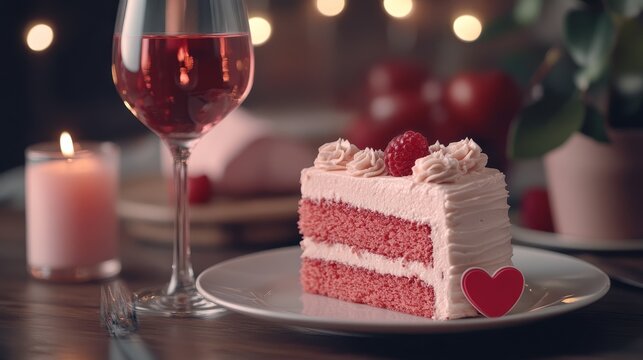 Valentine day sweet cake dinner composition background