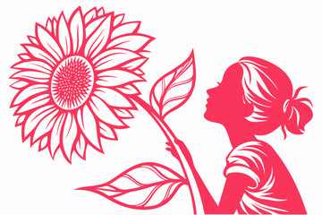 Heather Flower, Clover Blossom, Redwood Branch, Violet Bloom Silhouette on Solid White Background