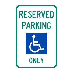 Reserved parking sign for handicap only