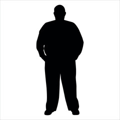 Fat man doing exercise Silhouette vector illustration
