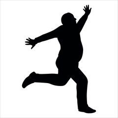 Fat man doing exercise Silhouette vector illustration