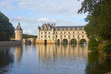 The historical Chateau de Chenonceau on the Cher river, Loire Valley, France