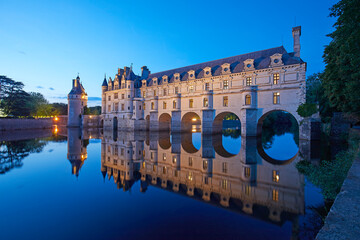 The historical Chateau de Chenonceau on the Cher river, Loire Valley, France
