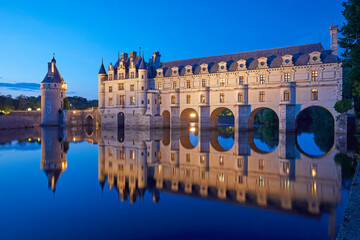 The historical Chateau de Chenonceau on the Cher river, Loire Valley, France