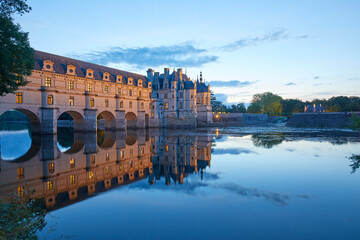 The historical Chateau de Chenonceau on the Cher river, Loire Valley, France