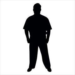 Fat man doing exercise Silhouette vector illustration
