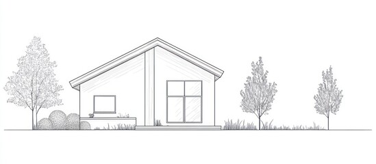 Pure white background with a minimalist line drawing, clean, elegant, and contemporary style