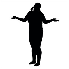 Fat man doing exercise Silhouette vector illustration