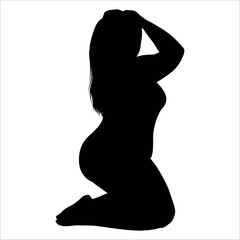 Fat man doing exercise Silhouette vector illustration