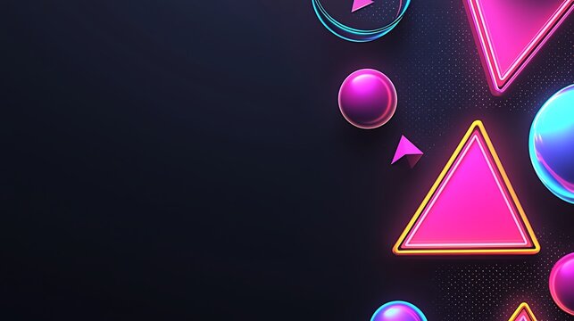 Neon geometric shapes dark background design
