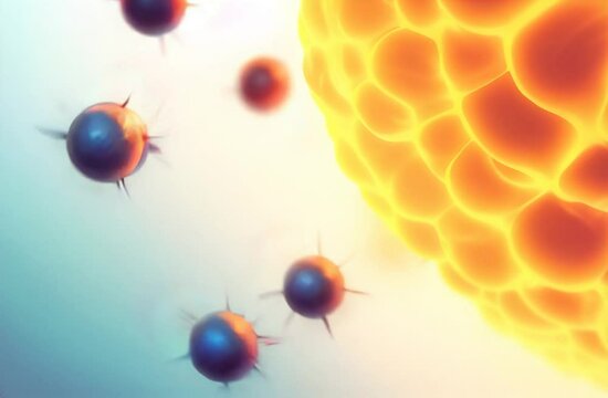 Dynamic video of free radicals attacking a healthy cell, 