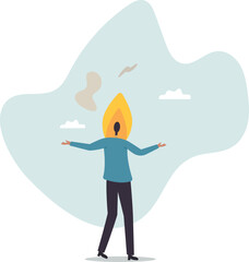 Fototapeta premium Burnout stressed or work anxiety causing depression or exhausted, tired from overworked or overload job, fatigue or trouble on emotional despair .business concept.flat character.