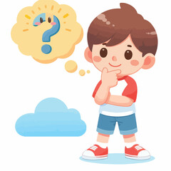 a boy is thinking vector