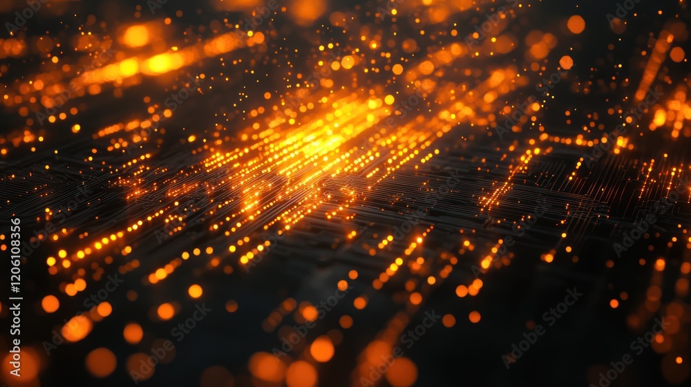 Poster dynamic abstract background with glowing particles and bokeh