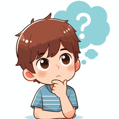a boy is thinking vector