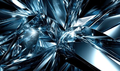 Dynamic Abstract Composition of Angular Shapes in Dark Blue and White