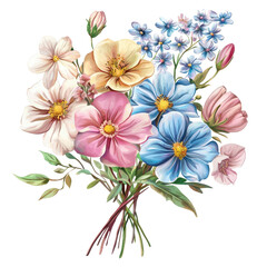 Obraz premium Delight in this stunning floral bouquet featuring an array of colorful blooms, perfect for adding a touch of nature's beauty to any project or theme. Ideal for spring and summer.