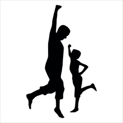 Father and son or dad and baby Silhouette vector illustration