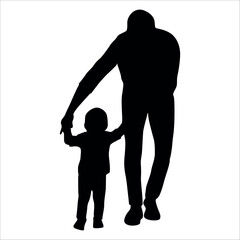 Father and son or dad and baby Silhouette vector illustration