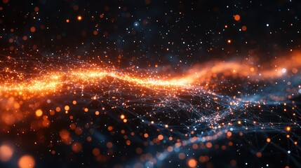 Fototapeta premium Abstract Cosmic Nebula: A Digital Visualization of Interconnectedness