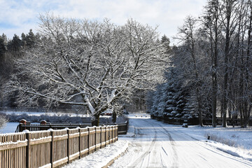 Naklejka premium Winter in the Warmia countryside in Poland