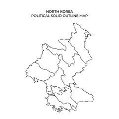 Obraz premium This outline map displays the political divisions of North Korea in a clear and simple format. It shows various regions without additional details or colors.