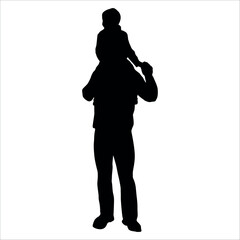 Father and son or dad and baby Silhouette vector illustration