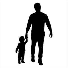 Father and son or dad and baby Silhouette vector illustration