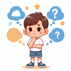 a boy is thinking vector