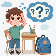 a boy is thinking vector