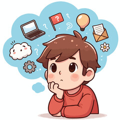 a boy is thinking vector