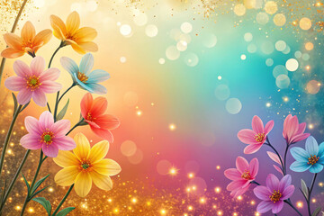 Multicolored Flowers With A Bokeh Background, Suitable For Festive Or Spring Themes, Featuring Bright Shades, Perfect For Invitations Or Event Promotions, Joyful And Uplifting Design.