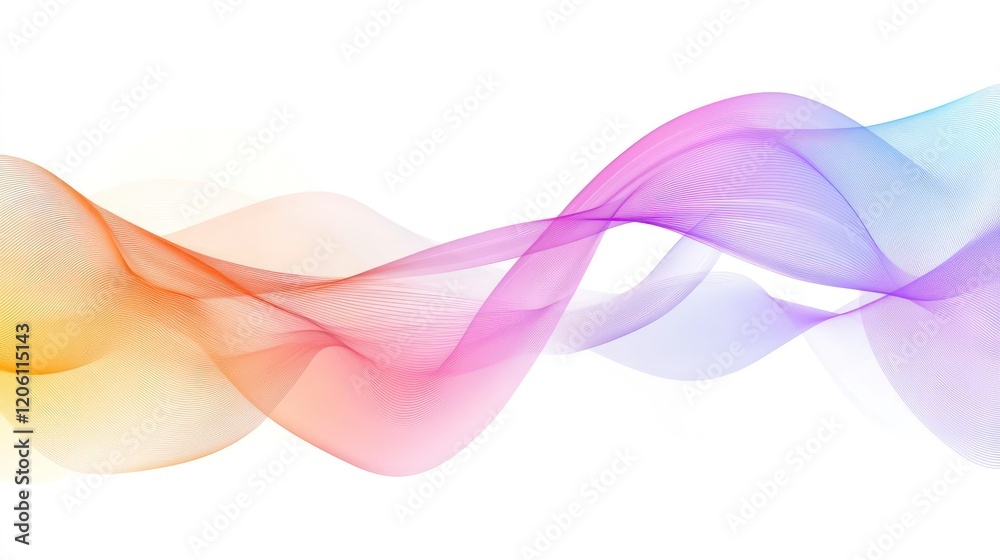 Poster abstract colorful flowing wave design on white background.