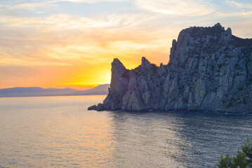 The beauty of nature seascape at sunset. Crimea. New World, Black Sea.