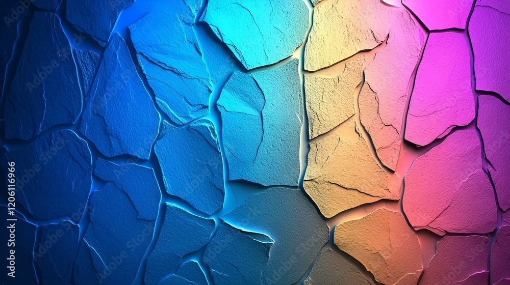Poster vibrant gradient illumination, a dynamic blend of colors cascading over a textured surface, creating