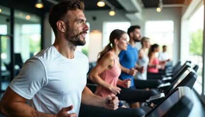 Gym Workout_ People on Treadmills for Cardio Fitness