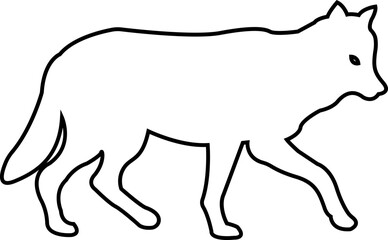 Black wolf silhouette cutout icon. line vector wolf animal  isolated on transparent background. Front and side view print tribal tattoo howling design Pagan familiar spirit art