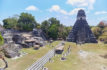 Tikal's Great Plaza, home to its iconic towering pyramids