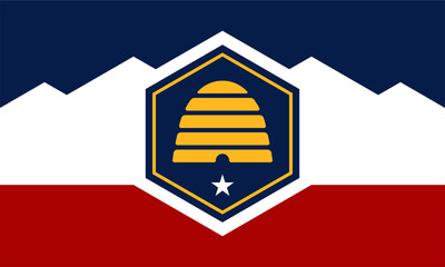 The flag of Utah, a state in the USA, with accurate proportions and official colors.