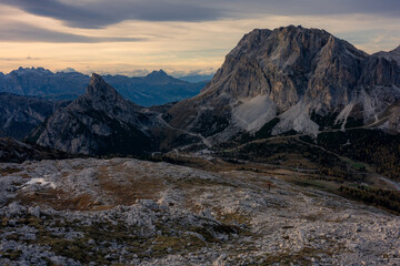 Fototapeta premium The specular landscape of Croda Negra trail routh, take shot form peak of Croda Negra Dolomite, Ithaly.