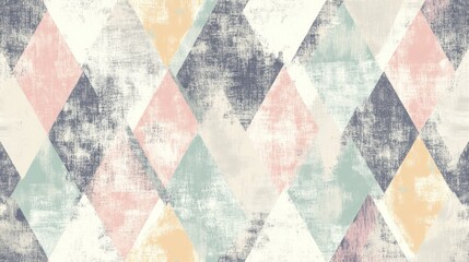 Obraz premium Seamless pattern with hand-drawn geometric shapes in soft pastels, perfect for a vintage yet modern-inspired design