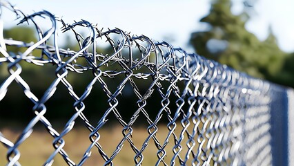 Sharp barbwire on top of the mesh wire iron fence, to prevent people from climbing over the restricted area