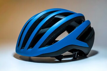 Fototapeta premium Stylish Blue Bicycle Helmet: Modern Design for Safe and Comfortable Cycling