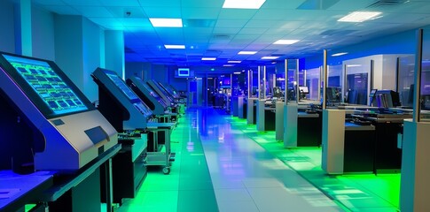Obraz premium Surface Mount Technology Production Line. Pick and Place Machine. Electronics Manufacturing Services