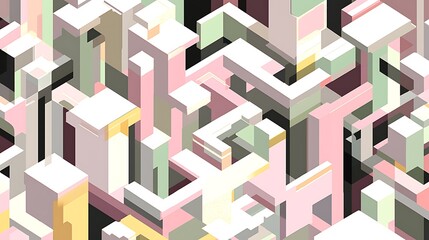 Abstract pastel city isometric background texture
