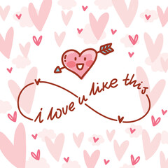 Heart Illustration, Hearts, Love, Valentine, Repeat print, kiss, Vector art, adobe illustration