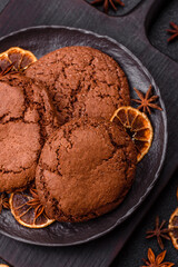 Sweet round crispy chocolate chip cookies