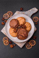 Sweet round crispy chocolate chip cookies